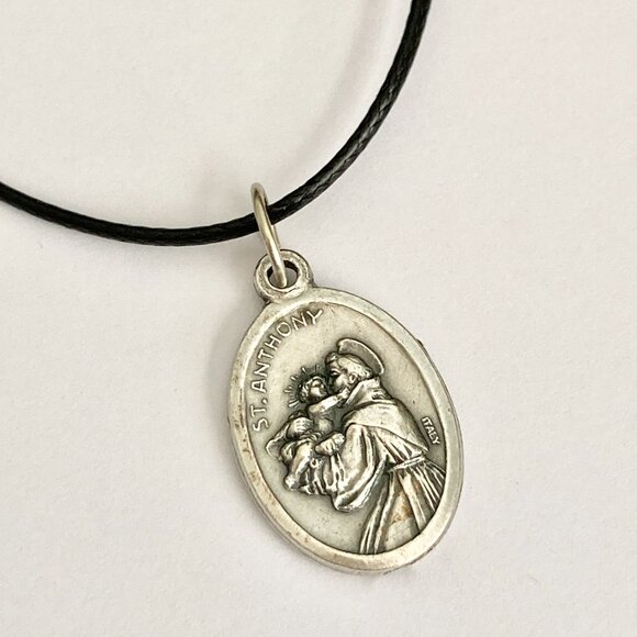 Vintage Saint St. Francis Medal Necklace Italy 18" Patron Saint Of Animals Dogs - Picture 8 of 13